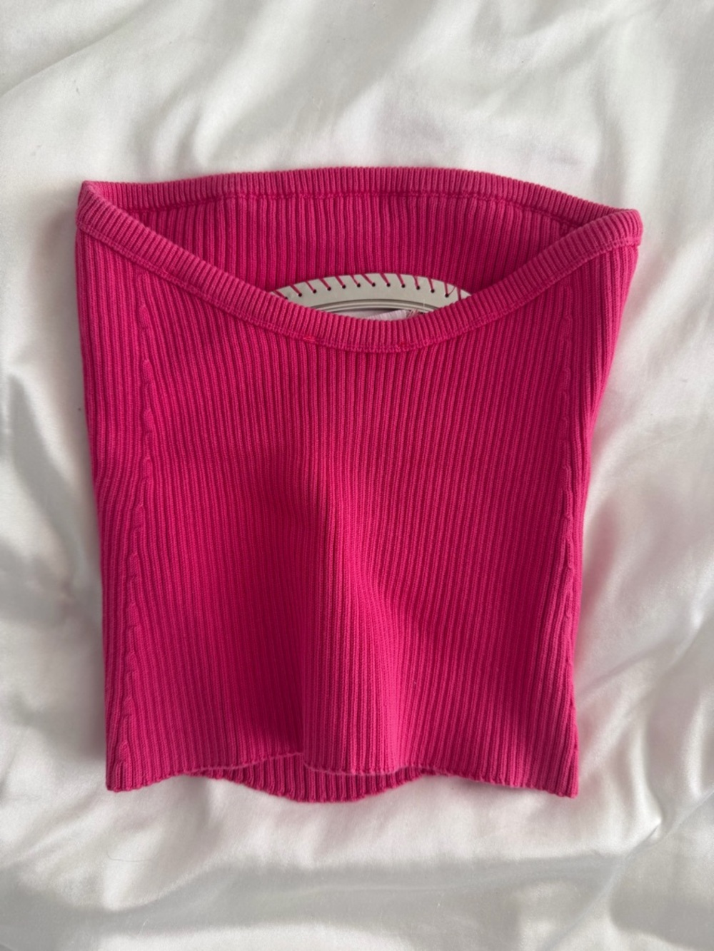 Diesel Hot Pink Ribbed Logo Tube Top - Picture 2 of 3